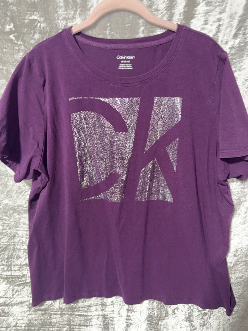 Calvin Klein Purple Tee with Silver CK Logo